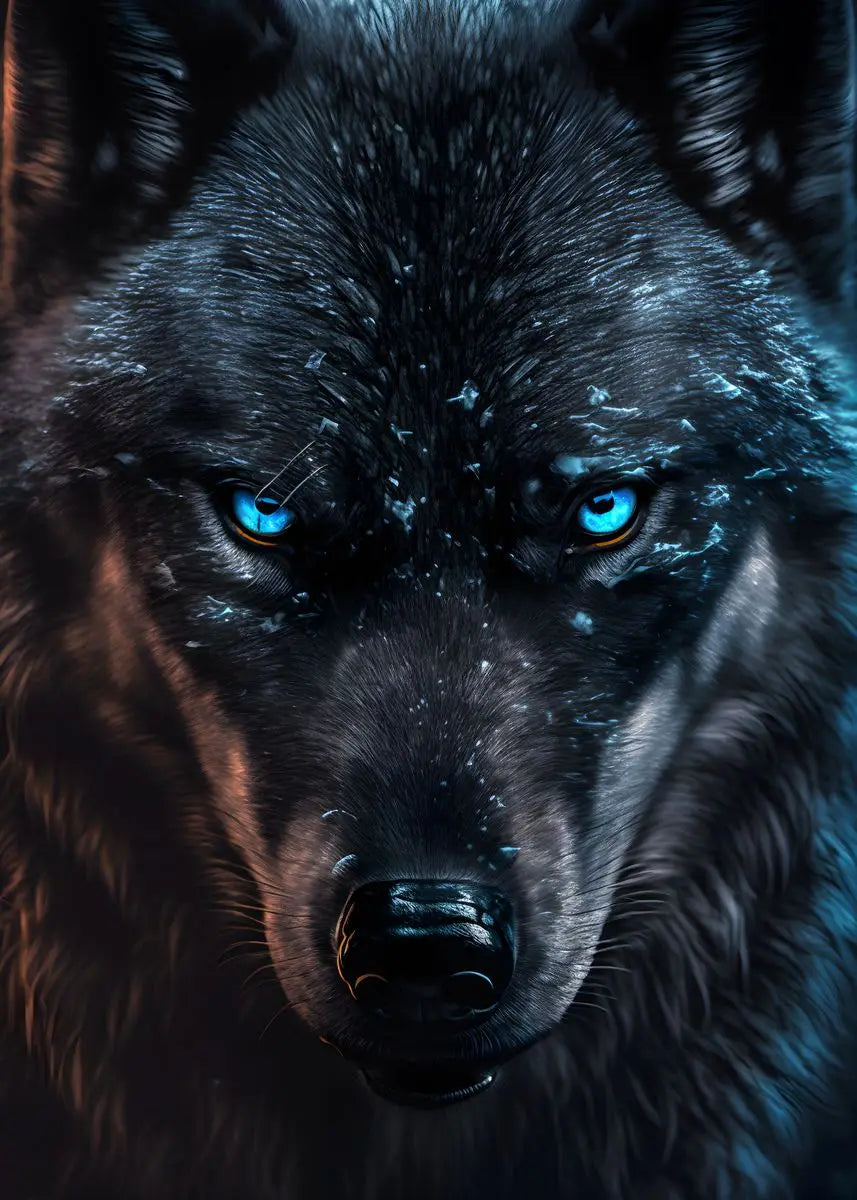 "Stunning Black Wolf Canvas Art"