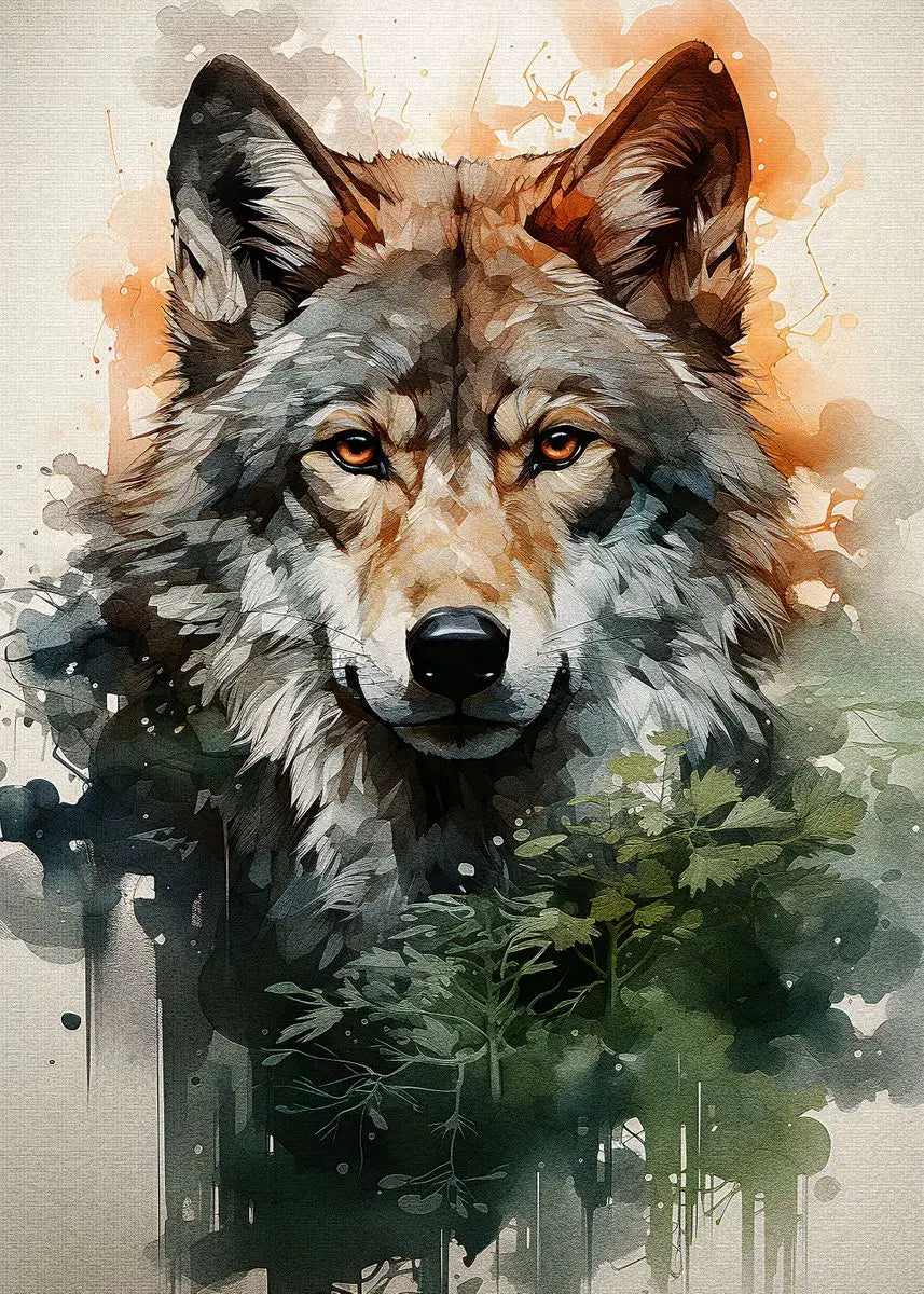 "Stunning Black Wolf Canvas Art"