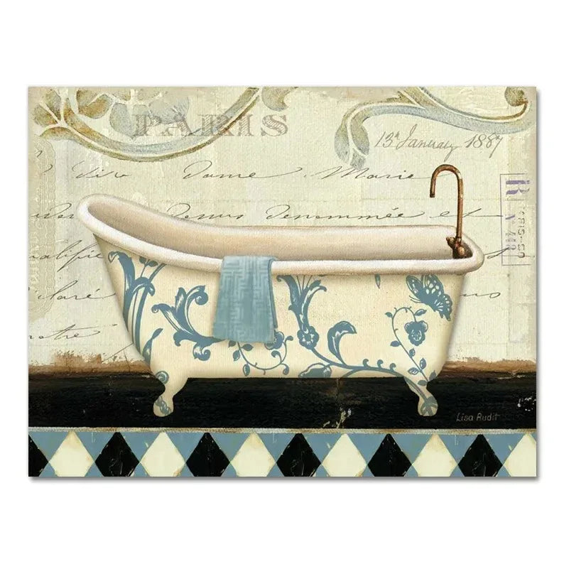 Vintage French Bathtub Wall Art