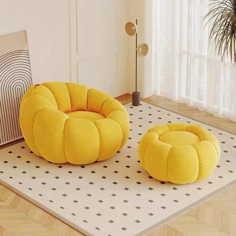 "Cozy Cream Pumpkin Sofa Chair" - The Charming Comfort