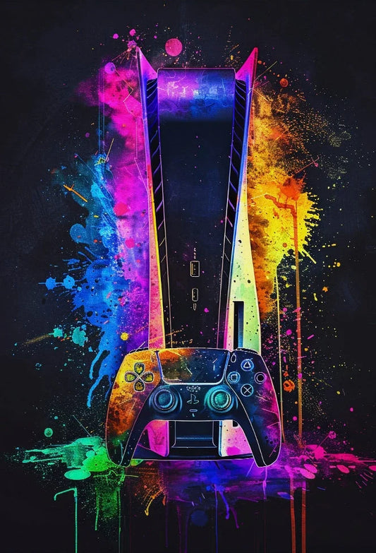 Neon Watercolor Gaming Wall Art
