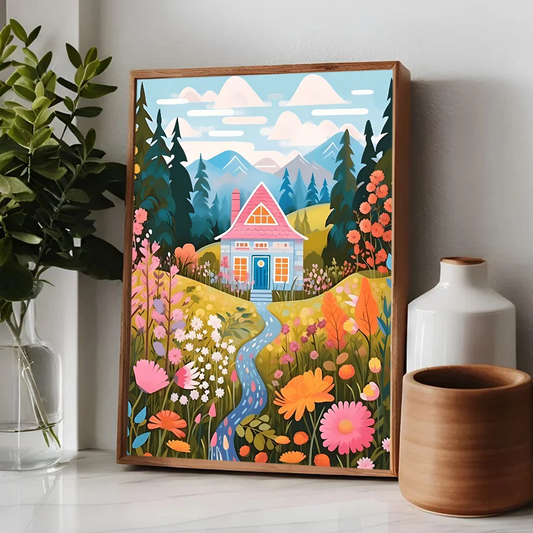 "Colorful Mountain Lake Art Print"