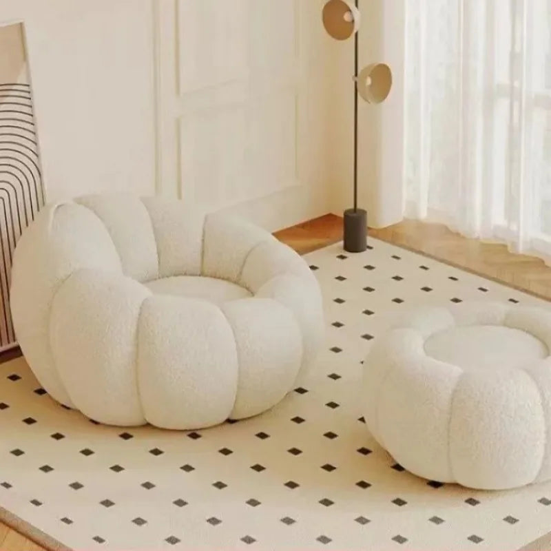 "Cozy Cream Pumpkin Sofa Chair" - The Charming Comfort