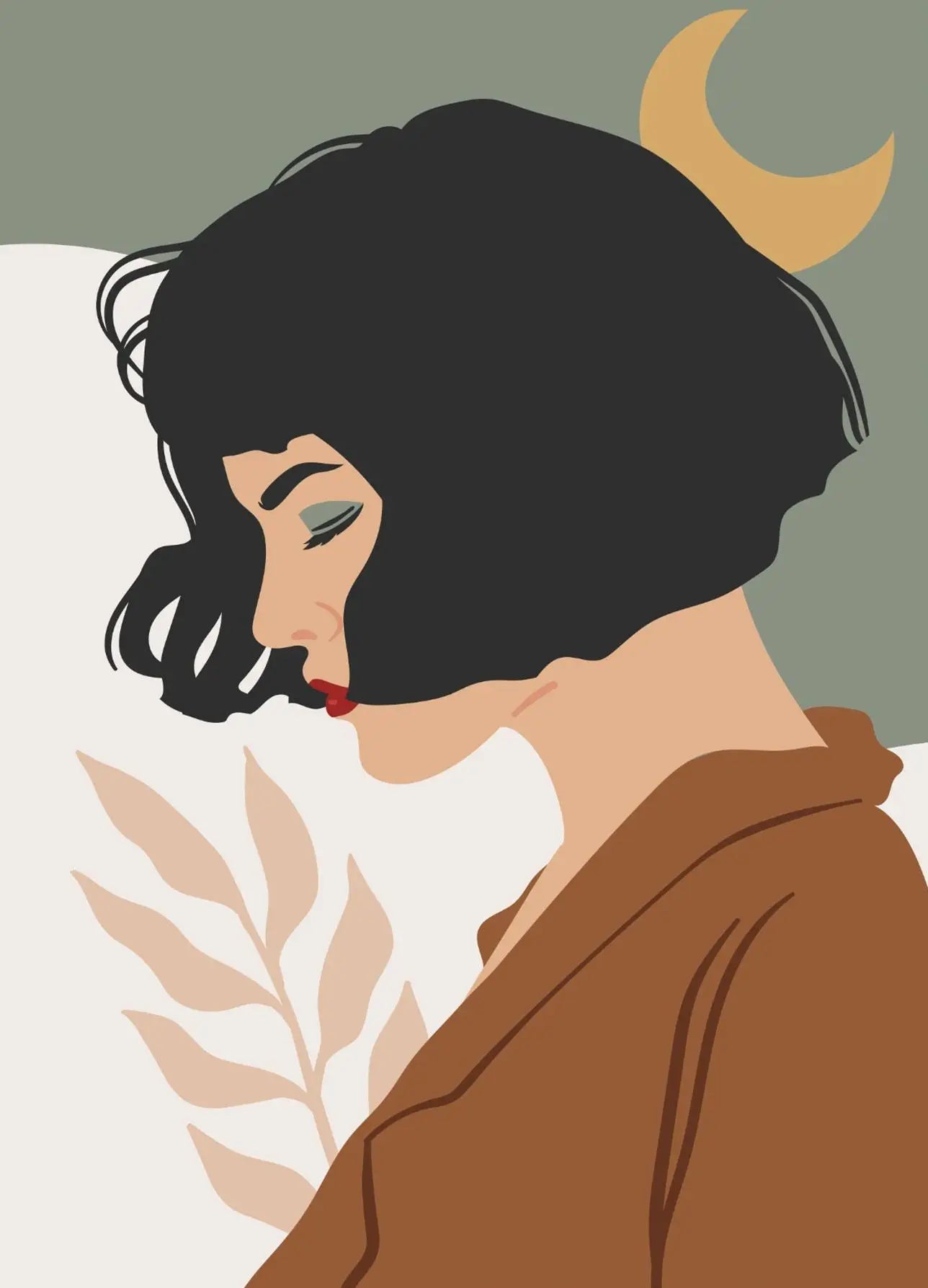 "Boho Minimalist Black Woman Art"