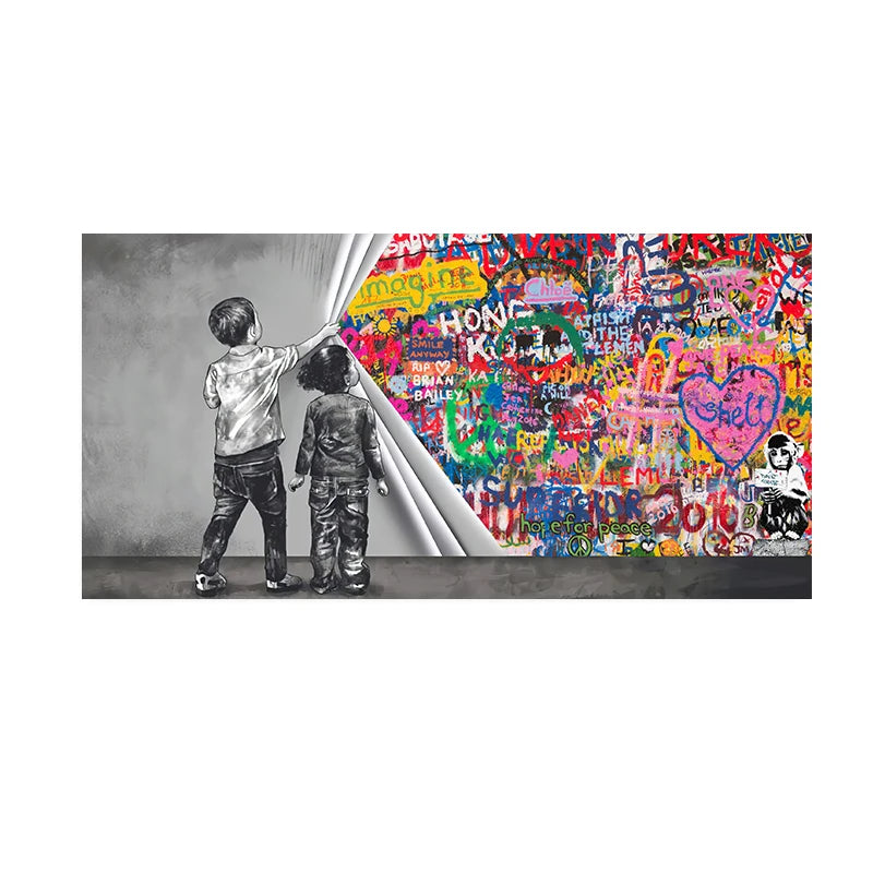 "Playful Banksy Kids Canvas Art"
