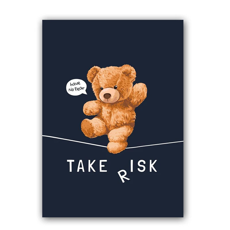 "Whimsical Bear Skateboard Wall Art"