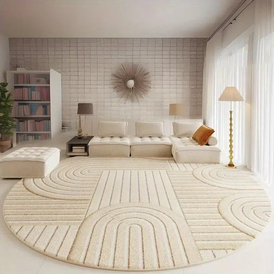 "Soft White Fluffy Round Rug" - The Charming Comfort