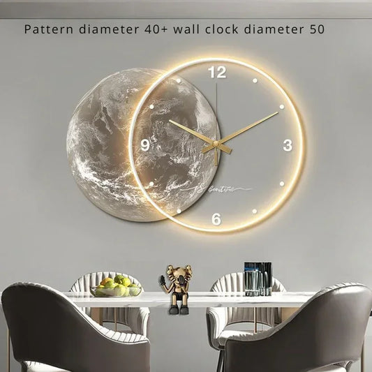 "Luxury Moon Earth LED Wall Clock" - The Charming Comfort