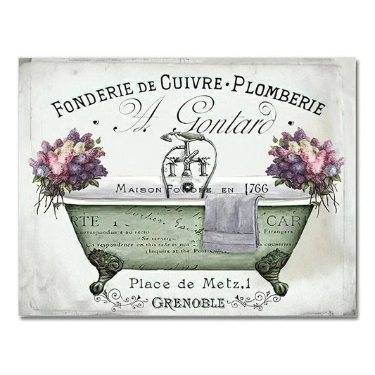 Vintage French Bathtub Wall Art