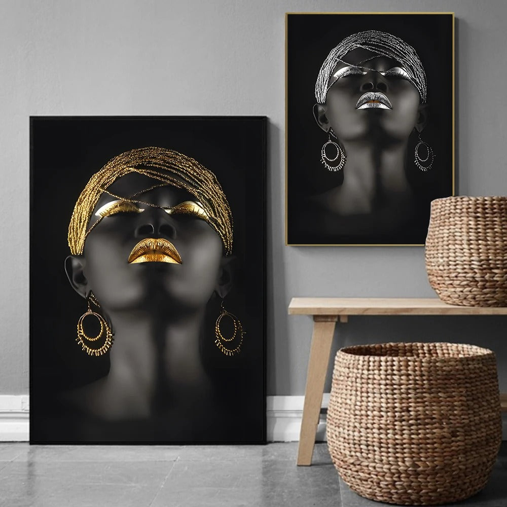 "Elegant African Woman Wall Art"